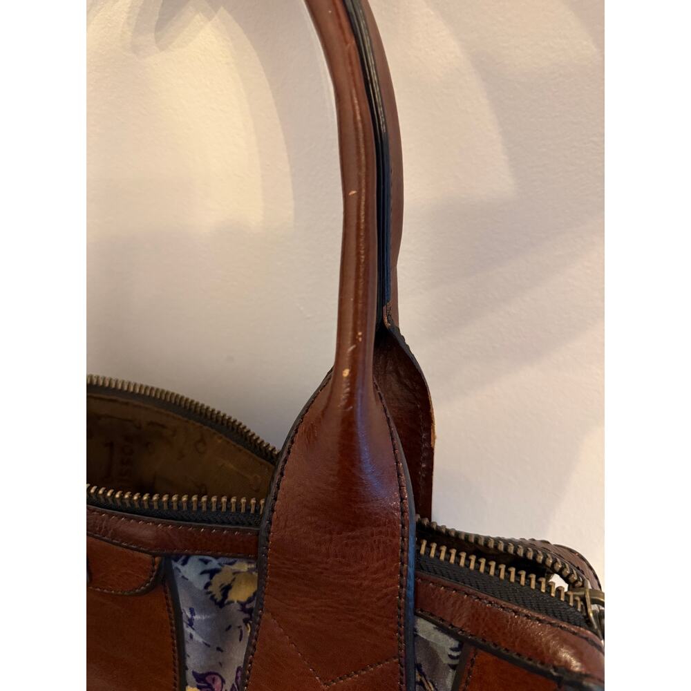 FOSSIL Vintage Reissue Leather Tapestry Velvet Floral Tote Purse - Picture 12 of 13